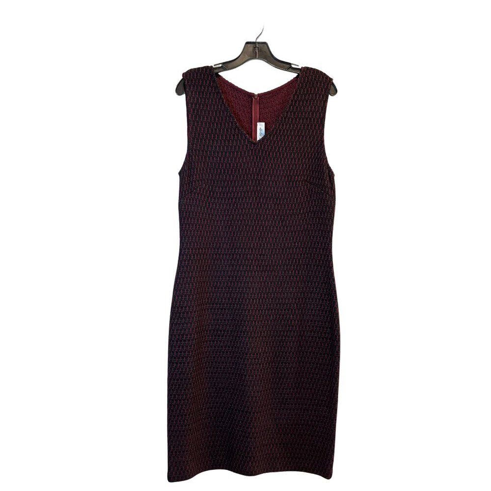 NEW St. John Collection Women's Red & Black Knit Sleeveless Sheath Dress Size 12